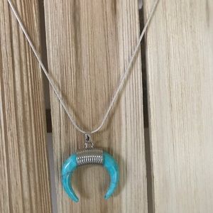 Turquoise Horn Pendant Necklace